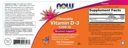 Label for Chewable Vitamin D3 1,000 IU