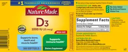 Label for D3 1000 IU (25 mcg)