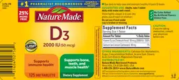 Label for D3 2000 IU (50 mcg)