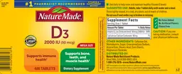 Label for D3 50 2000 IU (50 mg)
