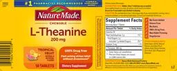 Label for L-Theanine Chewable 200 mg Tropical Fruit