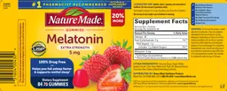 Label for Melatonin Extra Strength 5 mg Dreamy Strawberry