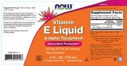Label for Vitamin E Liquid 60 mg (90 IU)