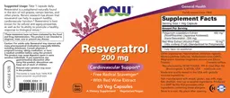 Label for Resveratrol 200 mg