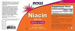 Label for Niacin 500 mg