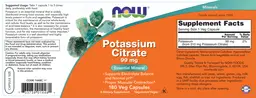 Label for Potassium Citrate 99 mg