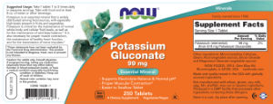Label for Potassium Gluconate 99 mg