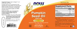Label for Pumpkin Seed Oil 1000 mg
