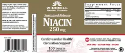 Label for Sustained Release Niacin 250 mg