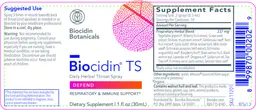 Label for Biocidin TS Daily Herbal Throat Spray