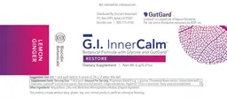 Label for G.I. InnerCalm Lemon Ginger