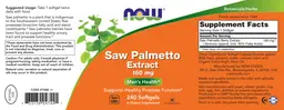 Label for Saw Palmetto Extract 160 mg