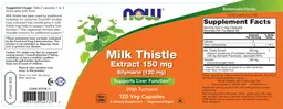 Label for Silymarin Milk Thistle Extract 150 mg