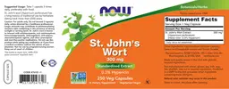 Label for St. John's Wort 300 mg