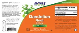 Label for Dandelion Root 500 mg