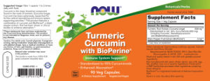 Label for Turmeric Curcumin with BioPerine