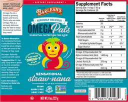 Label for Omega Pals Sensational Straw-nana Flavor