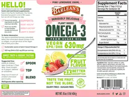 Label for Plant Based Omega-3 Pink Lemonade Swirl
