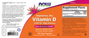 Label for Vegetarian, Dry Vitamin D 1,000 IU - High Potency