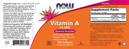 Label for Vitamin A 10,000 IU