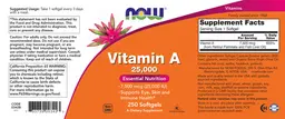 Label for Vitamin A 25,000 IU