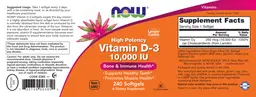 Label for Vitamin D-3 10,000 IU
