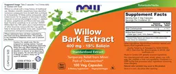 Label for Willow Bark Extract