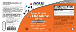 Label for Double Strength L-Theanine 200 mg