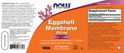 Label for Eggshell Membrane 500 mg