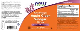 Label for Extra Strength Apple Cider Vinegar 750 mg