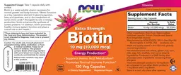 Label for Extra Strength Biotin 10 mg (10,000 mcg)