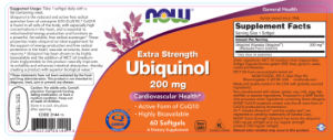 Label for Extra Strength Ubiquinol 200 mg