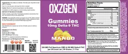 Label for Delta-9 THC 10 mg Gummies Mango