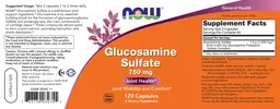 Label for Glucosamine Sulfate 750 mg