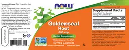 Label for Goldenseal Root 500 mg