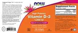Label for High Potency Vitamin D-3 1,000 IU