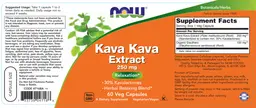 Label for Kava Kava Extract 250 mg