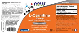 Label for L-Carnitine 250 mg