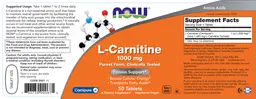 Label for L-Carnitine 1000 mg