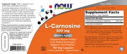 Label for L-Carnosine 500 mg