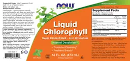 Label for Liquid Chlorophyll Natural Mint Flavor