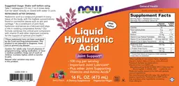 Label for Liquid Hyaluronic Acid 100 mg Berry Flavor