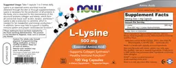 Label for L-Lysine 500 mg