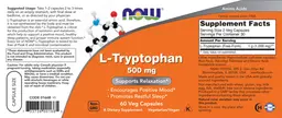 Label for L-Tryptophan 500 mg