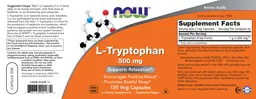 Label for L-Tryptophan 500 mg