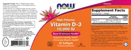 Label for High Potency Vitamin D-3 10,000 IU