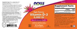 Label for High Potency Vitamin D-3 5,000 IU