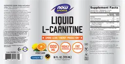 Label for Liquid L-Carnitine 1000 mg Citrus Flavor