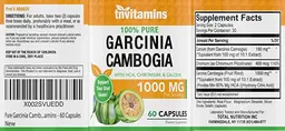 Label for 100% Pure Garcinia Cambogia 1000 mg