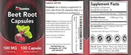 Label for Beet Root Capsules 1500 mg